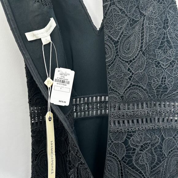 Jonathan Simkhai Black Lace & Crochet Corded Fluted Midi Dress, Sz 0 NWT - Picture 9 of 9